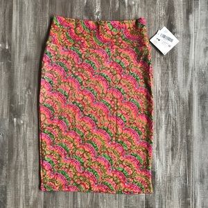 Lularoe Neon Lace Print Cassie Pencil Skirt Size S